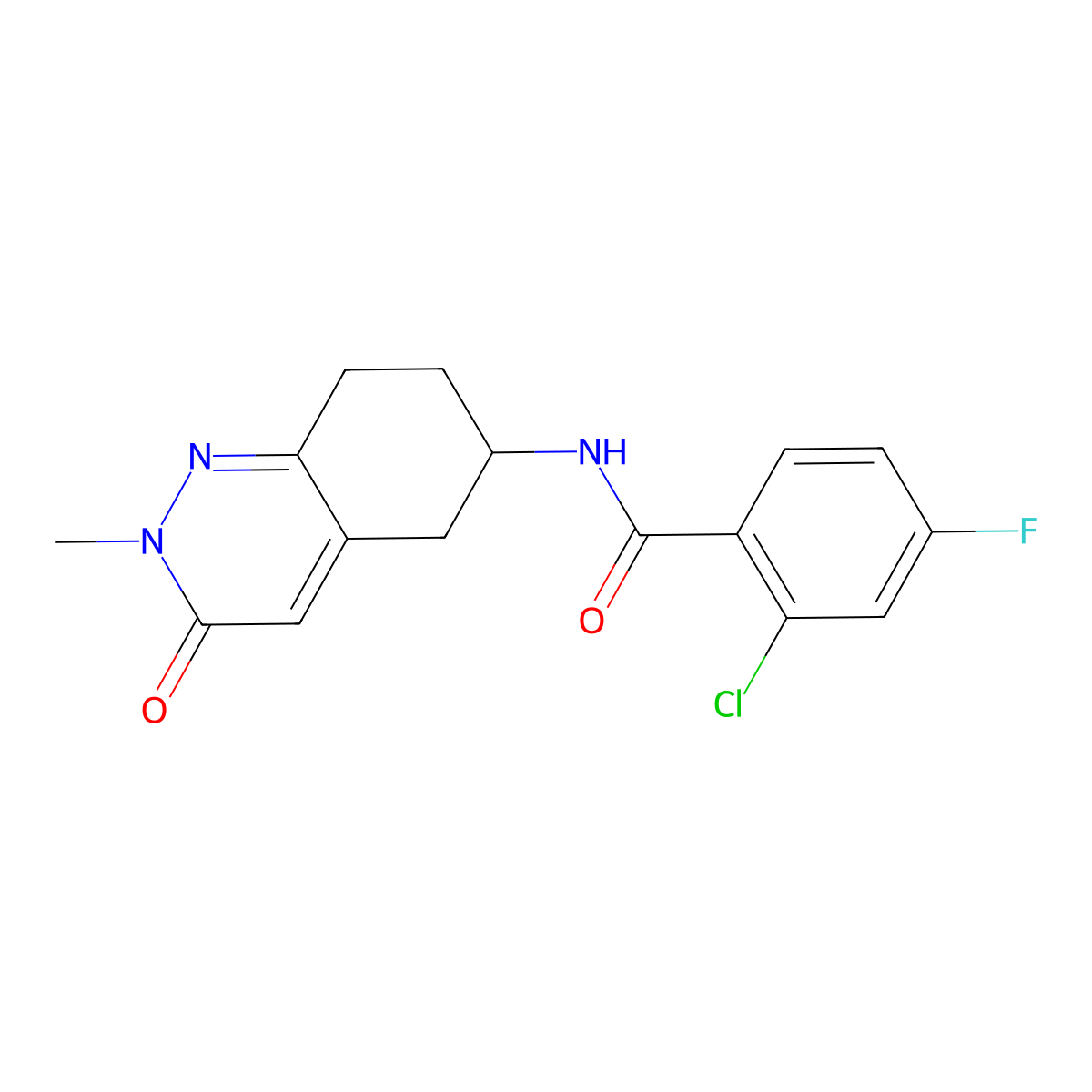 2-chloro-4-fluoro-N-(2-methyl-3-oxo-2,3,5,6,7,8-hexahydrocinnolin-6-yl)benzamide molecular structure, CAS 2034369-89-4