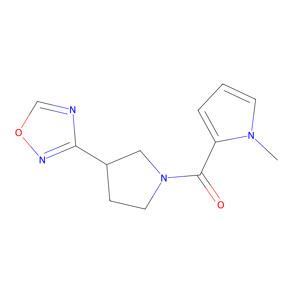 (3-(1,2,4-oxadiazol-3-yl)pyrrolidin-1-yl)(1-methyl-1H-pyrrol-2-yl)methanone molecular structure, CAS 2034369-90-7