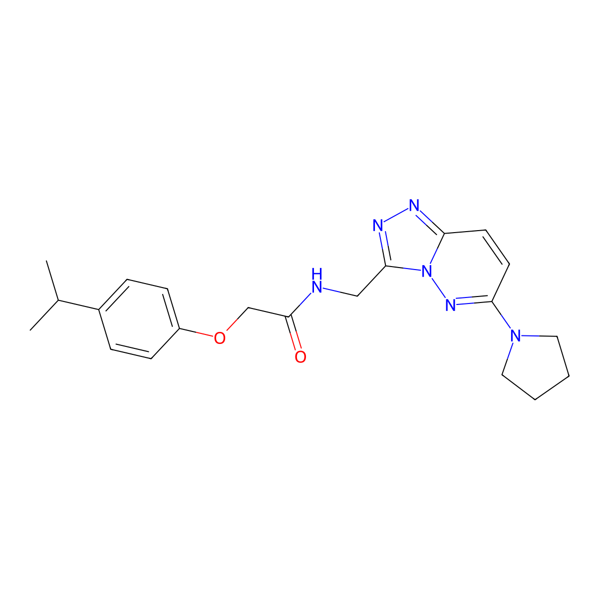 2-(4-isopropylphenoxy)-N-((6-(pyrrolidin-1-yl)-[1,2,4]triazolo[4,3-b]pyridazin-3-yl)methyl)acetamide molecular structure, CAS 2034369-91-8