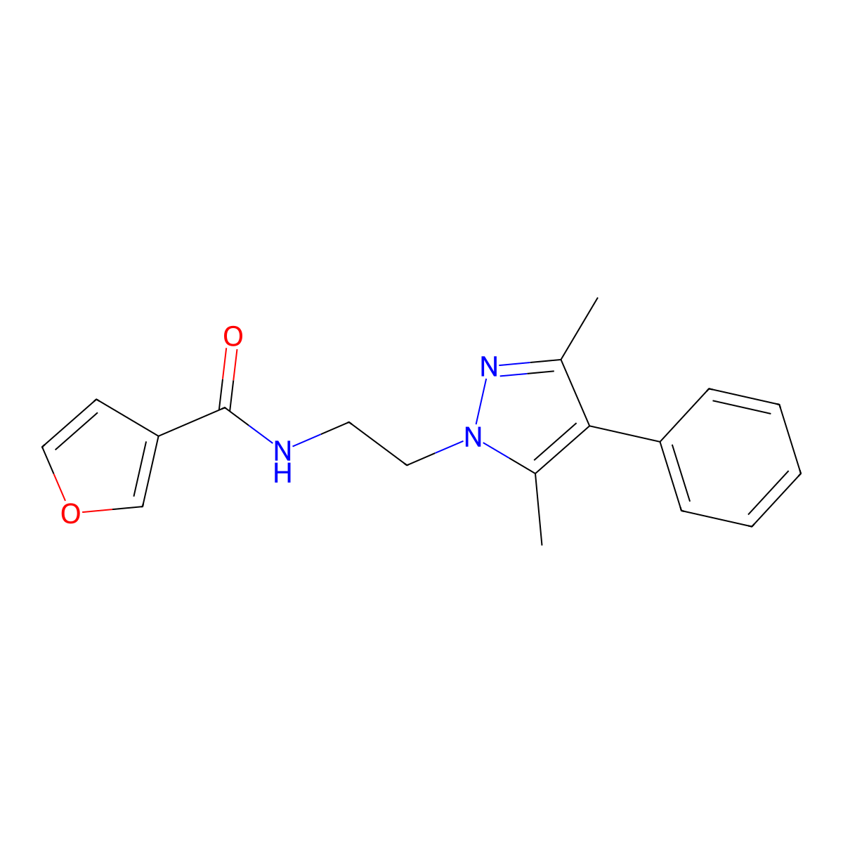 N-[2-(3,5-dimethyl-4-phenyl-1H-pyrazol-1-yl)ethyl]furan-3-carboxamide molecular structure, CAS 2034369-92-9