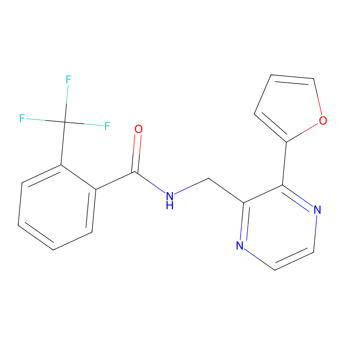 N-{[3-(furan-2-yl)pyrazin-2-yl]methyl}-2-(trifluoromethyl)benzamide molecular structure, CAS 2034370-01-7
