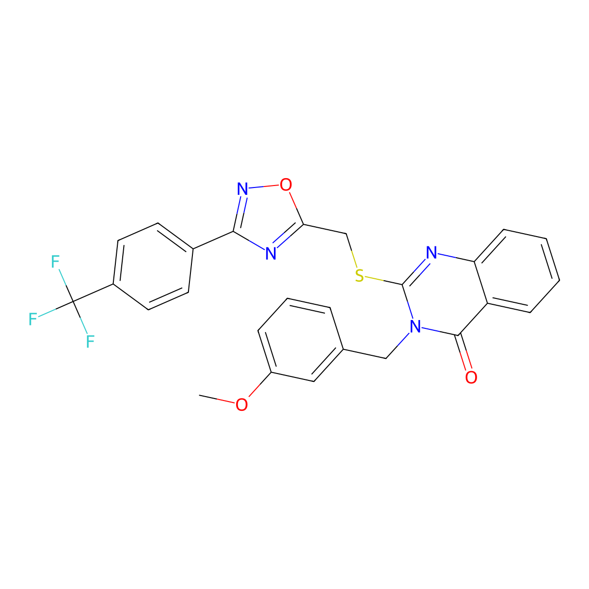 3-(3-methoxybenzyl)-2-(((3-(4-(trifluoromethyl)phenyl)-1,2,4-oxadiazol-5-yl)methyl)thio)quinazolin-4(3H)-one molecular structure, CAS 2034370-06-2