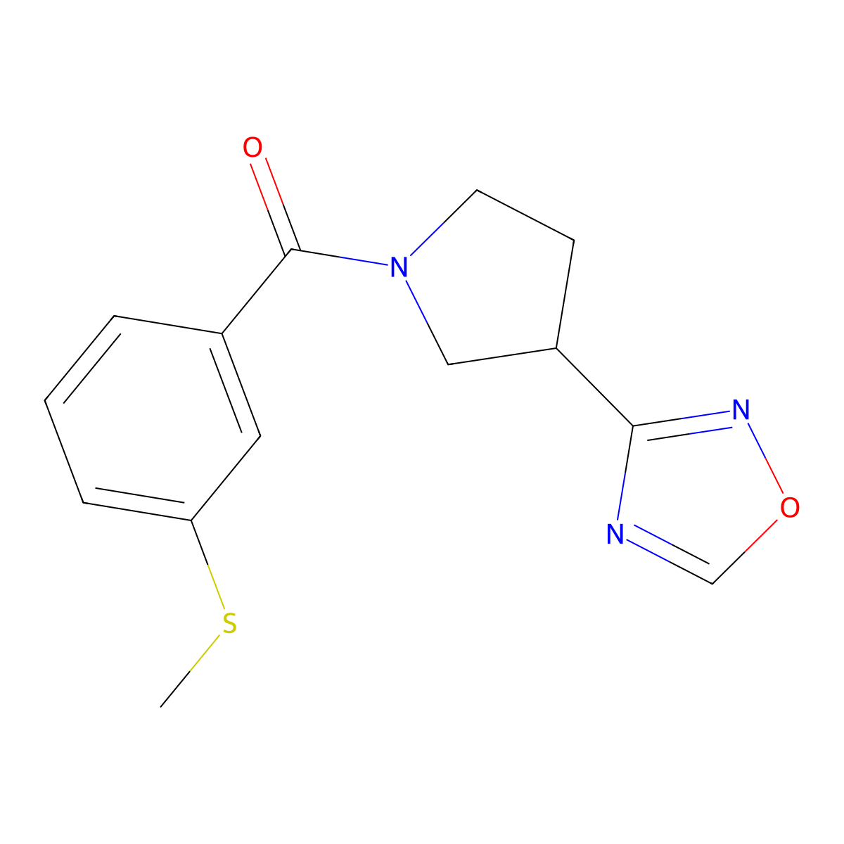 (3-(1,2,4-Oxadiazol-3-yl)pyrrolidin-1-yl)(3-(methylthio)phenyl)methanone molecular structure, CAS 2034370-08-4