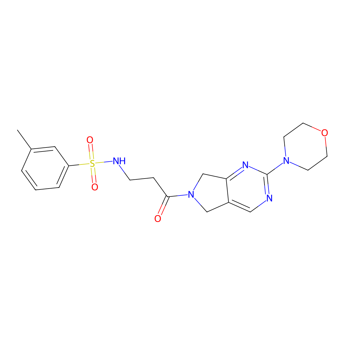 3-methyl-N-(3-(2-morpholino-5H-pyrrolo[3,4-d]pyrimidin-6(7H)-yl)-3-oxopropyl)benzenesulfonamide molecular structure, CAS 2034370-10-8