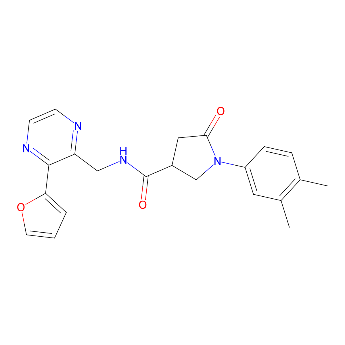 1-(3,4-dimethylphenyl)-N-{[3-(furan-2-yl)pyrazin-2-yl]methyl}-5-oxopyrrolidine-3-carboxamide molecular structure, CAS 2034370-16-4
