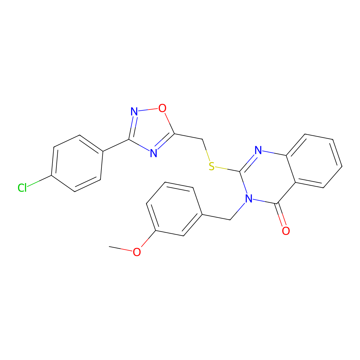 2-(((3-(4-chlorophenyl)-1,2,4-oxadiazol-5-yl)methyl)thio)-3-(3-methoxybenzyl)quinazolin-4(3H)-one molecular structure, CAS 2034370-17-5