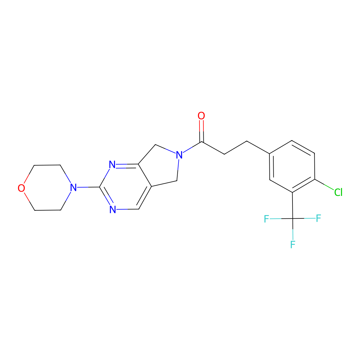 3-(4-chloro-3-(trifluoromethyl)phenyl)-1-(2-morpholino-5H-pyrrolo[3,4-d]pyrimidin-6(7H)-yl)propan-1-one molecular structure, CAS 2034370-19-7