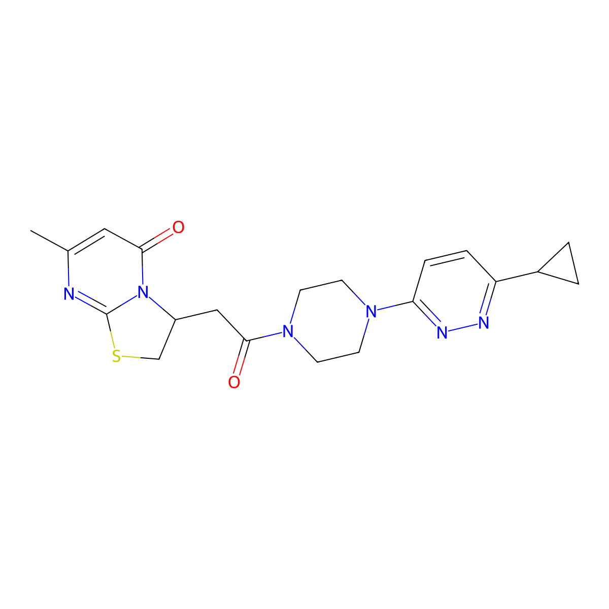 3-(2-(4-(6-cyclopropylpyridazin-3-yl)piperazin-1-yl)-2-oxoethyl)-7-methyl-2H-thiazolo[3,2-a]pyrimidin-5(3H)-one molecular structure, CAS 2034370-20-0