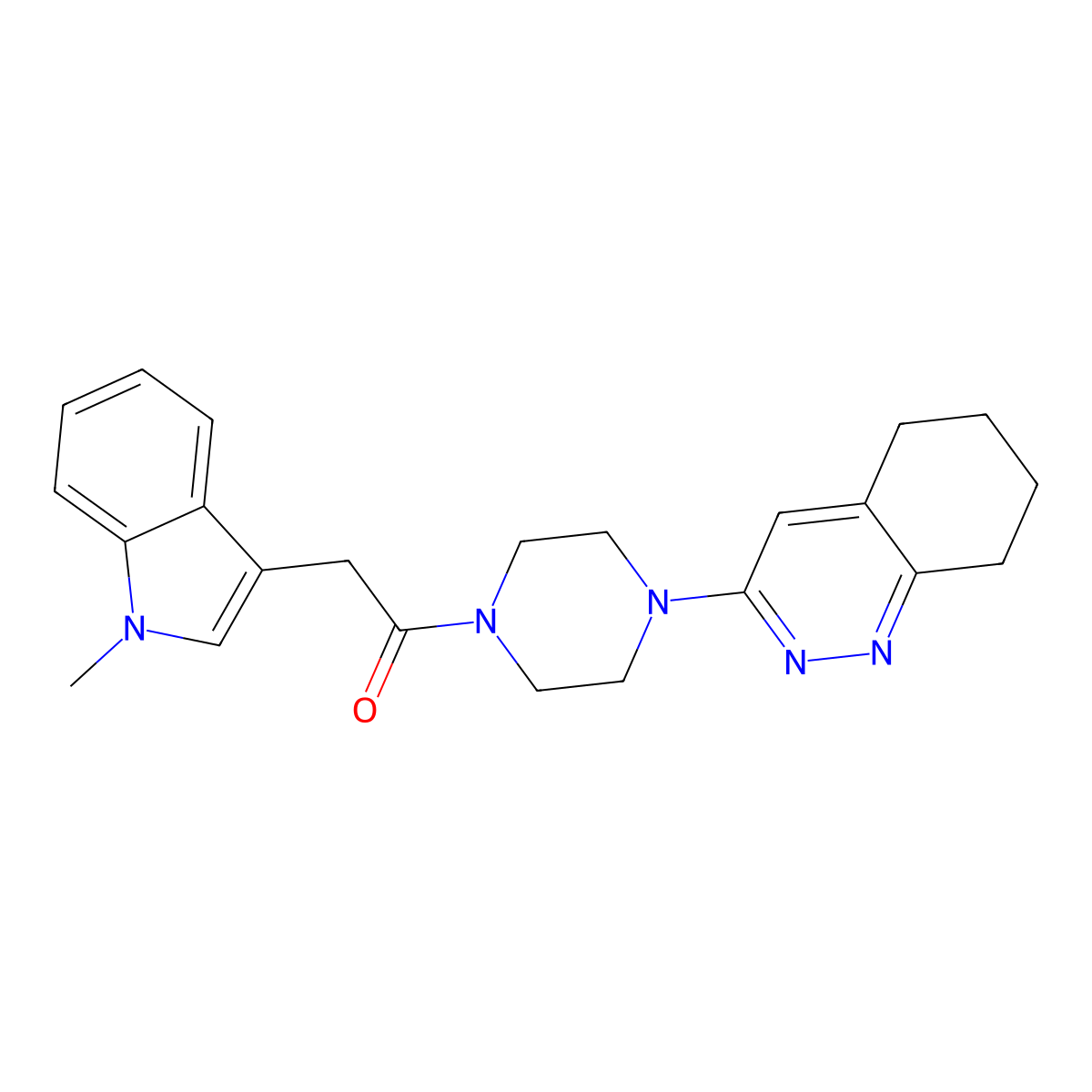 2-(1-methyl-1H-indol-3-yl)-1-(4-(5,6,7,8-tetrahydrocinnolin-3-yl)piperazin-1-yl)ethanone molecular structure, CAS 2034370-22-2