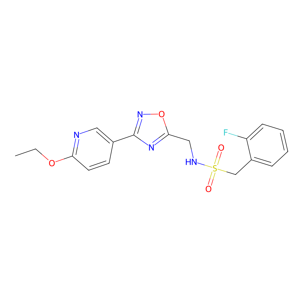 N-((3-(6-ethoxypyridin-3-yl)-1,2,4-oxadiazol-5-yl)methyl)-1-(2-fluorophenyl)methanesulfonamide molecular structure, CAS 2034370-24-4