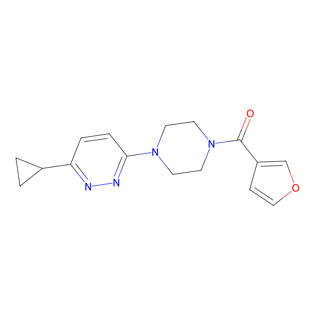 (4-(6-Cyclopropylpyridazin-3-yl)piperazin-1-yl)(furan-3-yl)methanone molecular structure, CAS 2034370-31-3