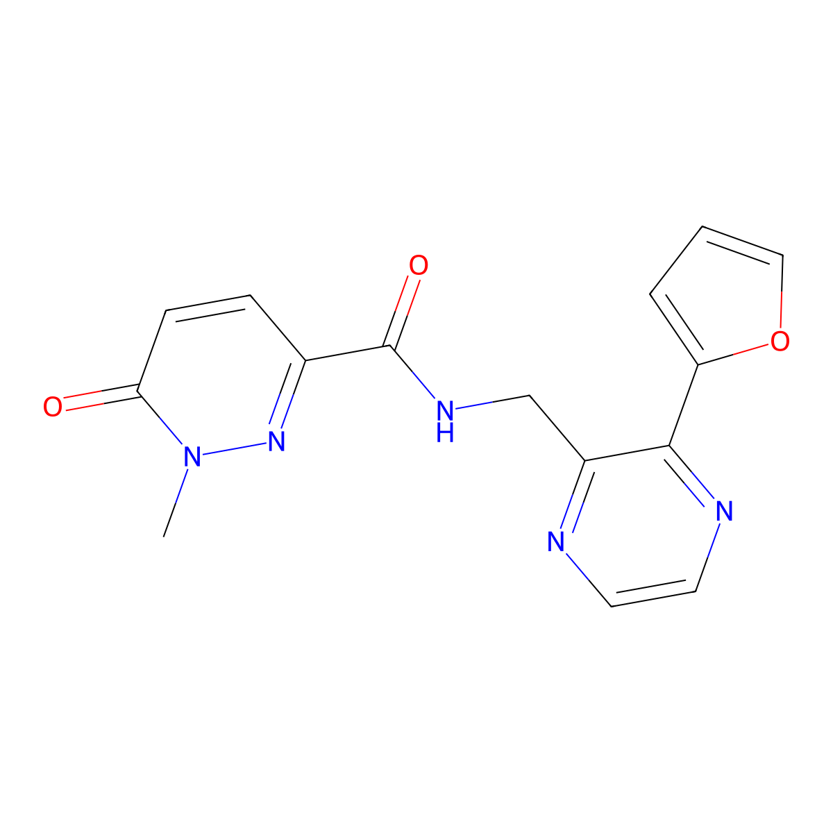 N-{[3-(furan-2-yl)pyrazin-2-yl]methyl}-1-methyl-6-oxo-1,6-dihydropyridazine-3-carboxamide molecular structure, CAS 2034370-35-7