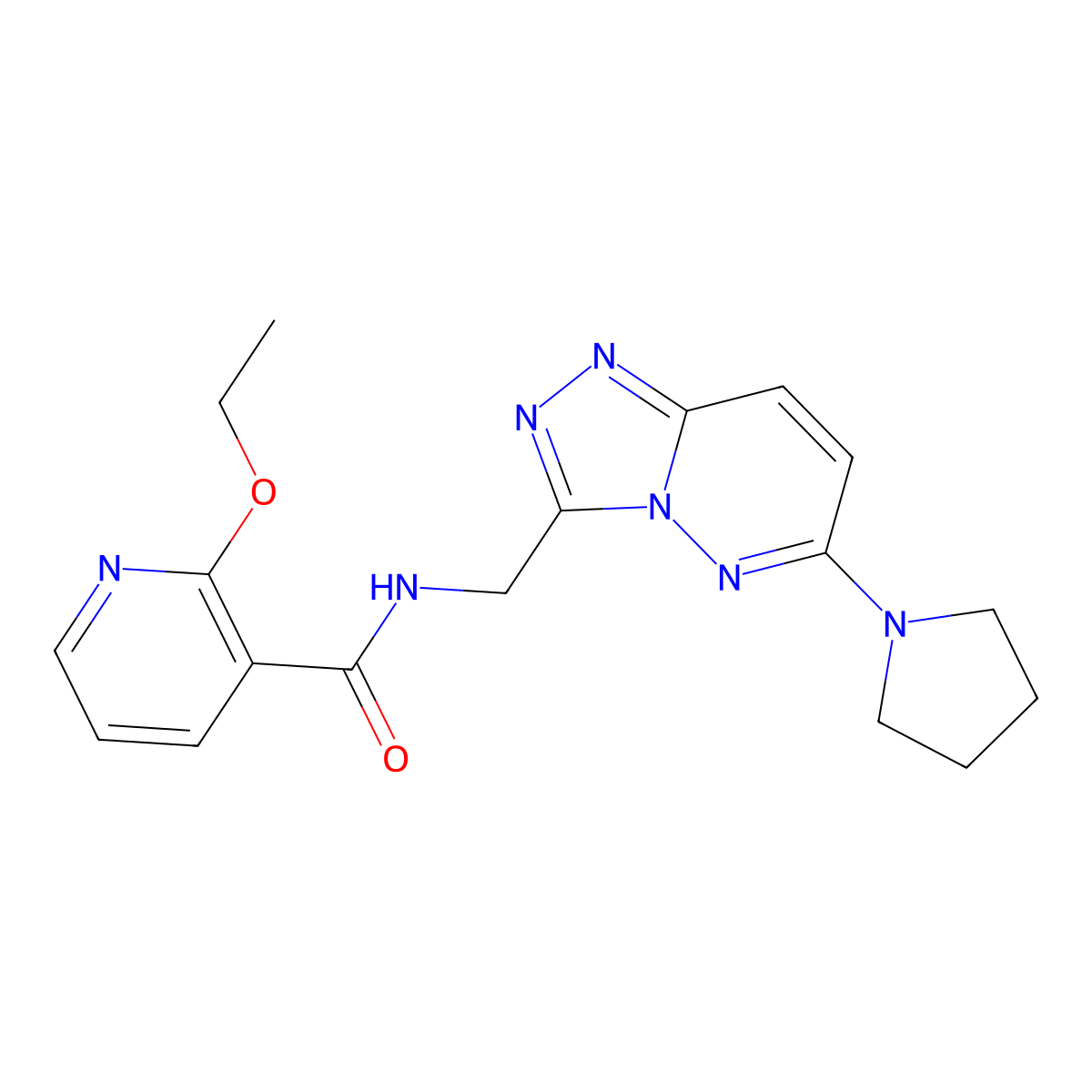 2-ethoxy-N-((6-(pyrrolidin-1-yl)-[1,2,4]triazolo[4,3-b]pyridazin-3-yl)methyl)nicotinamide molecular structure, CAS 2034370-41-5