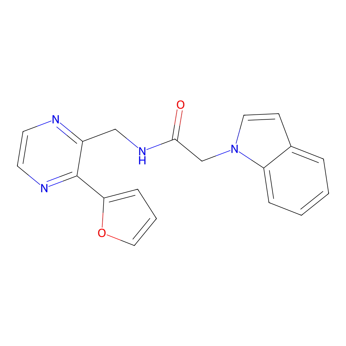 N-{[3-(furan-2-yl)pyrazin-2-yl]methyl}-2-(1H-indol-1-yl)acetamide molecular structure, CAS 2034370-43-7