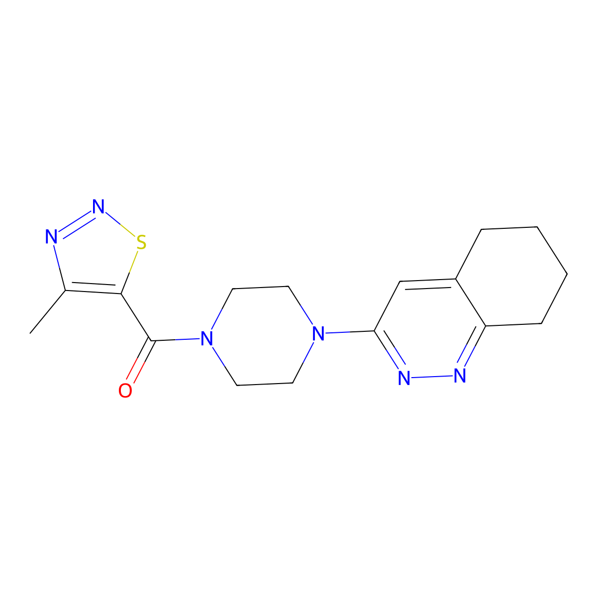 (4-Methyl-1,2,3-thiadiazol-5-yl)(4-(5,6,7,8-tetrahydrocinnolin-3-yl)piperazin-1-yl)methanone molecular structure, CAS 2034370-44-8