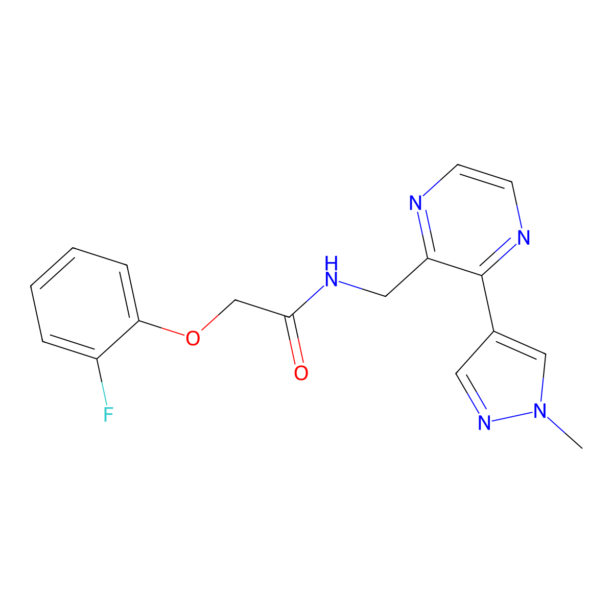2-(2-fluorophenoxy)-N-{[3-(1-methyl-1H-pyrazol-4-yl)pyrazin-2-yl]methyl}acetamide molecular structure, CAS 2034370-49-3