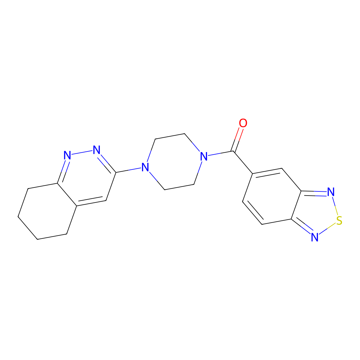 Benzo[c][1,2,5]thiadiazol-5-yl(4-(5,6,7,8-tetrahydrocinnolin-3-yl)piperazin-1-yl)methanone molecular structure, CAS 2034370-50-6