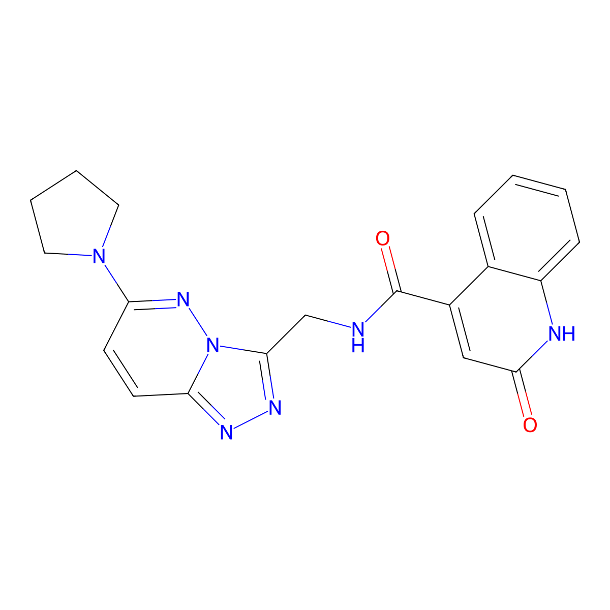 2-hydroxy-N-{[6-(pyrrolidin-1-yl)-[1,2,4]triazolo[4,3-b]pyridazin-3-yl]methyl}quinoline-4-carboxamide molecular structure, CAS 2034370-52-8