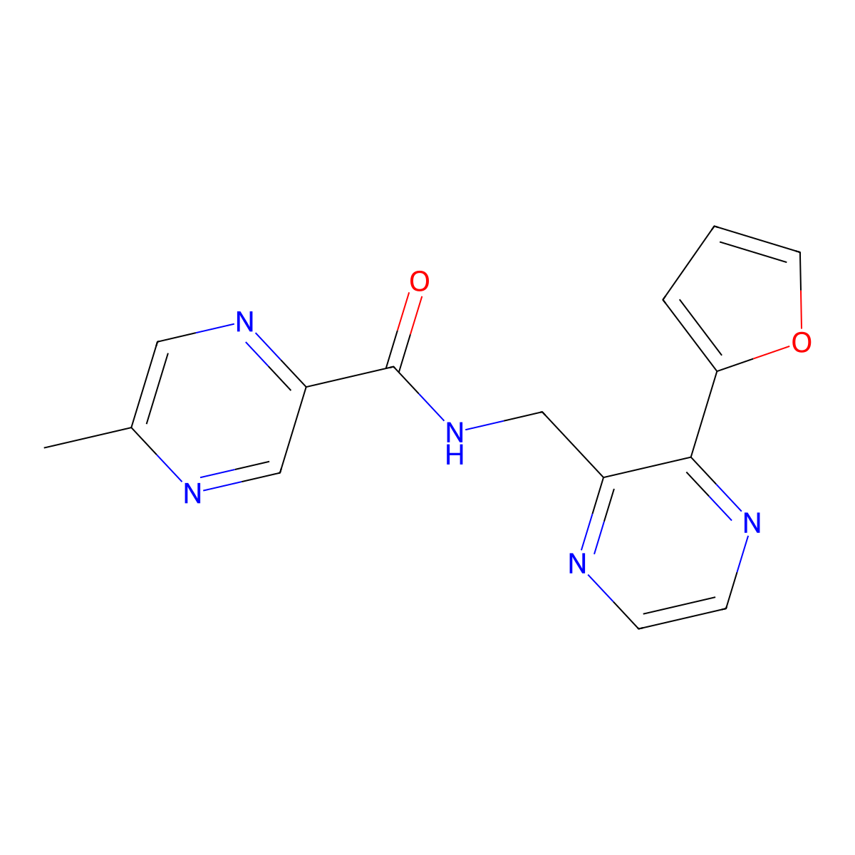 N-{[3-(furan-2-yl)pyrazin-2-yl]methyl}-5-methylpyrazine-2-carboxamide molecular structure, CAS 2034370-54-0