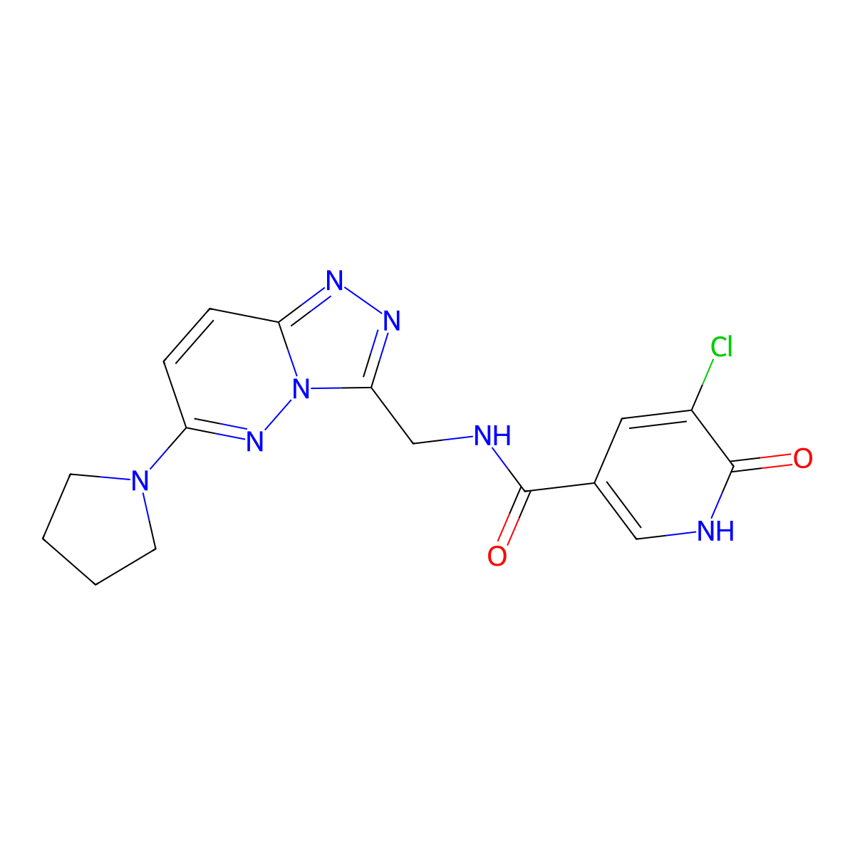 5-chloro-6-hydroxy-N-((6-(pyrrolidin-1-yl)-[1,2,4]triazolo[4,3-b]pyridazin-3-yl)methyl)nicotinamide molecular structure, CAS 2034370-59-5