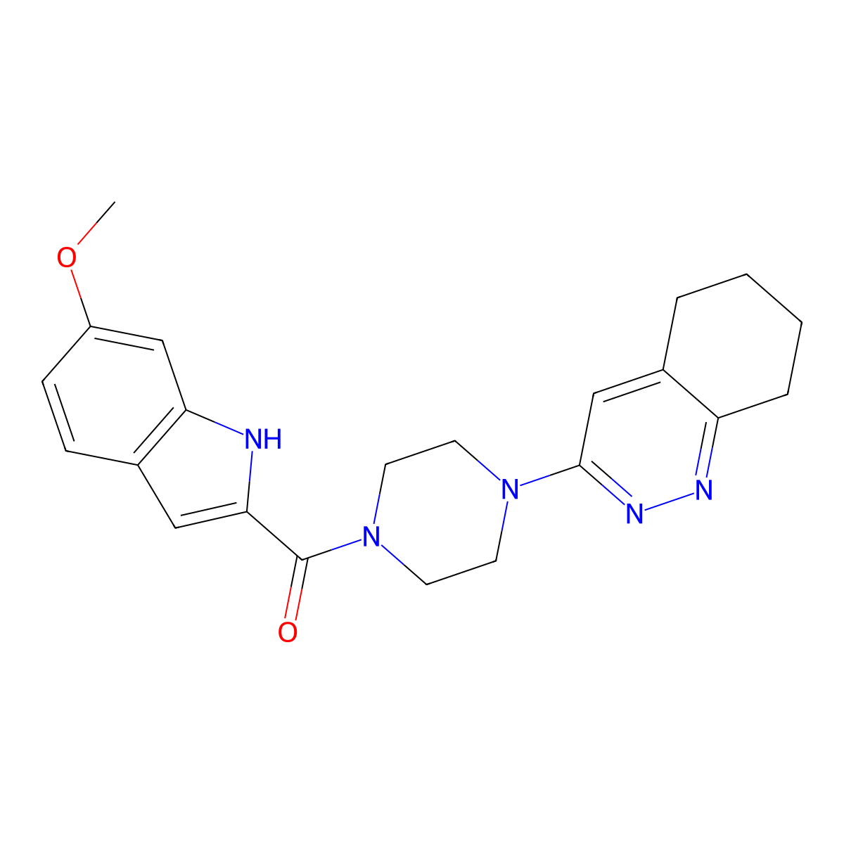 (6-methoxy-1H-indol-2-yl)(4-(5,6,7,8-tetrahydrocinnolin-3-yl)piperazin-1-yl)methanone molecular structure, CAS 2034370-60-8