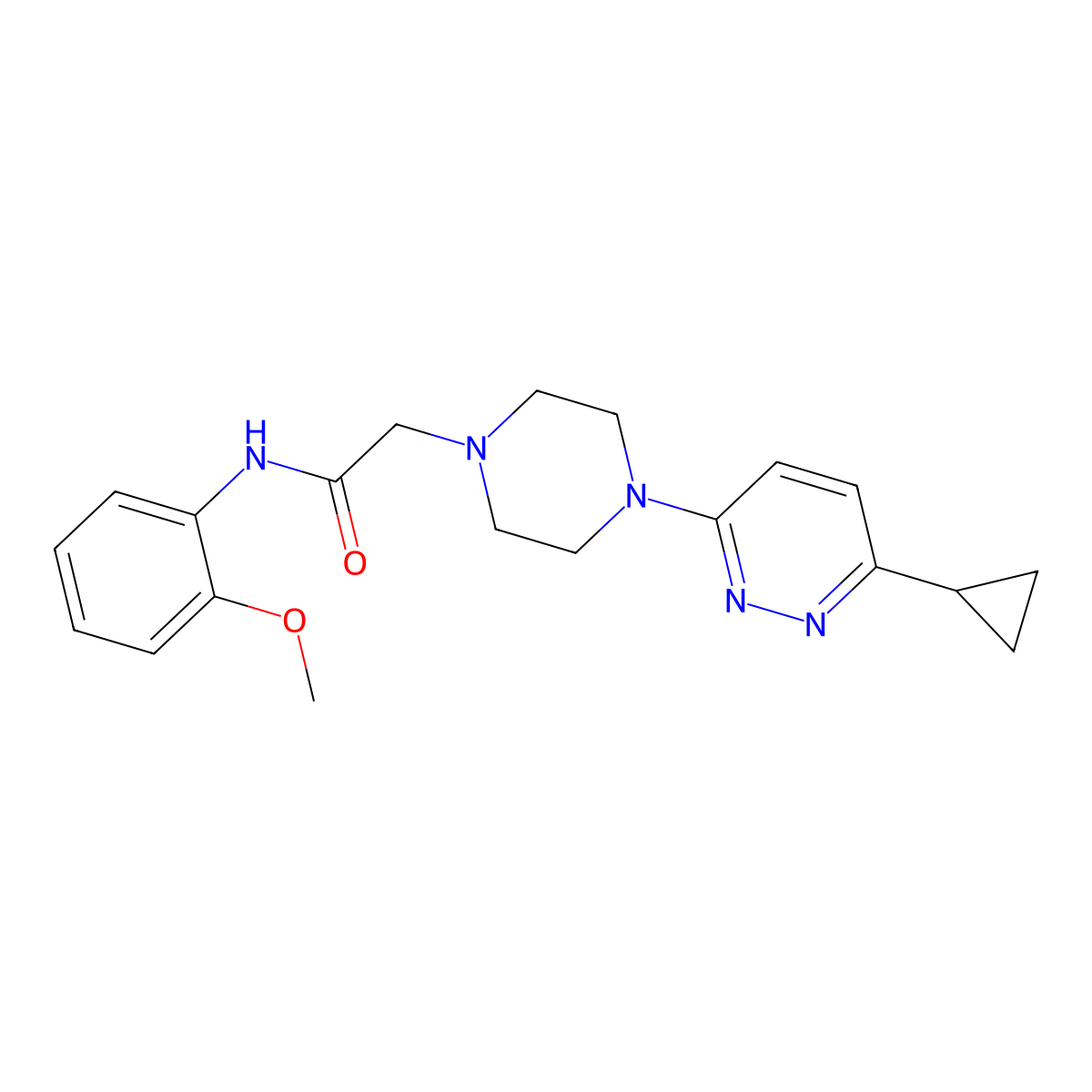 2-[4-(6-cyclopropylpyridazin-3-yl)piperazin-1-yl]-N-(2-methoxyphenyl)acetamide molecular structure, CAS 2034370-64-2