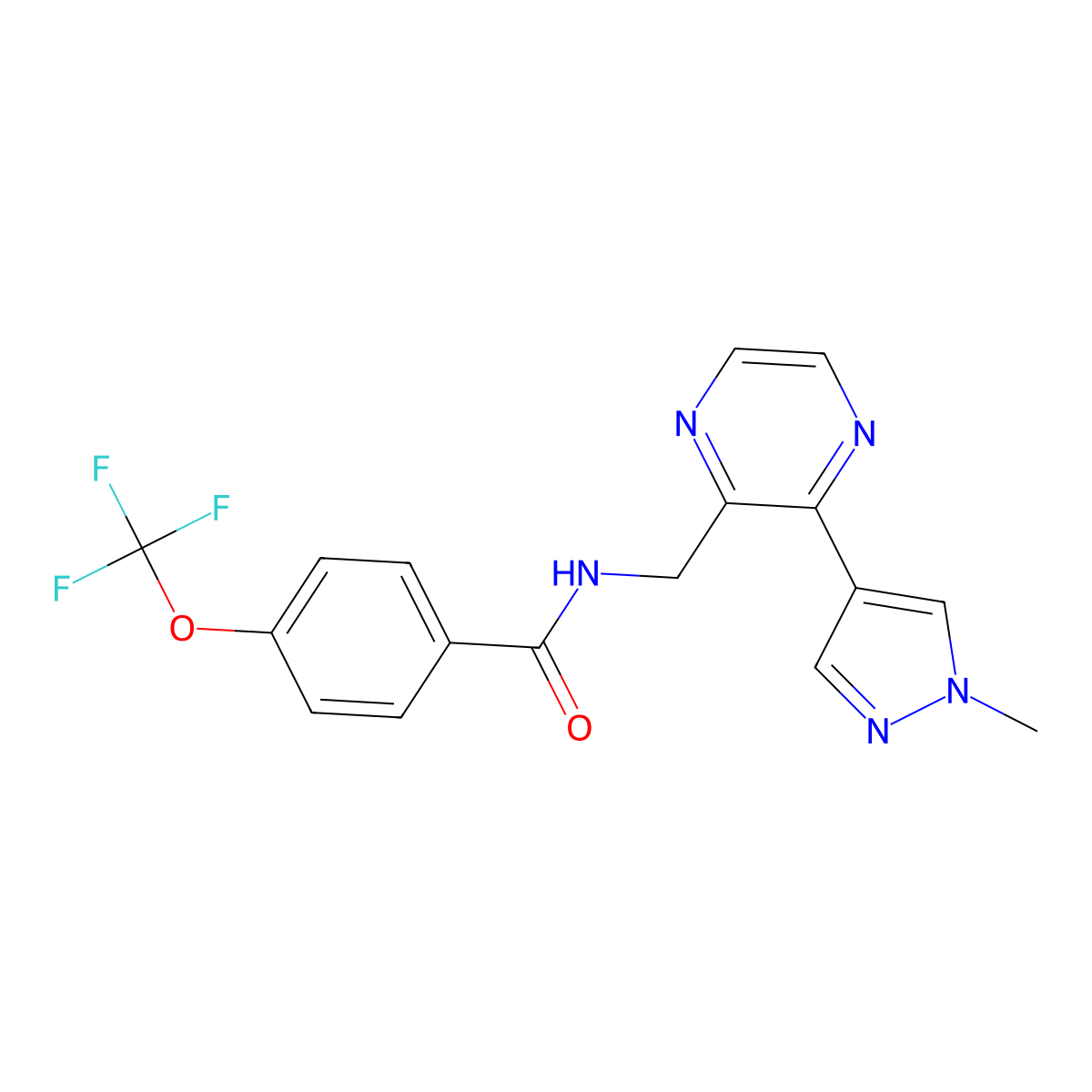 N-{[3-(1-methyl-1H-pyrazol-4-yl)pyrazin-2-yl]methyl}-4-(trifluoromethoxy)benzamide molecular structure, CAS 2034370-73-3