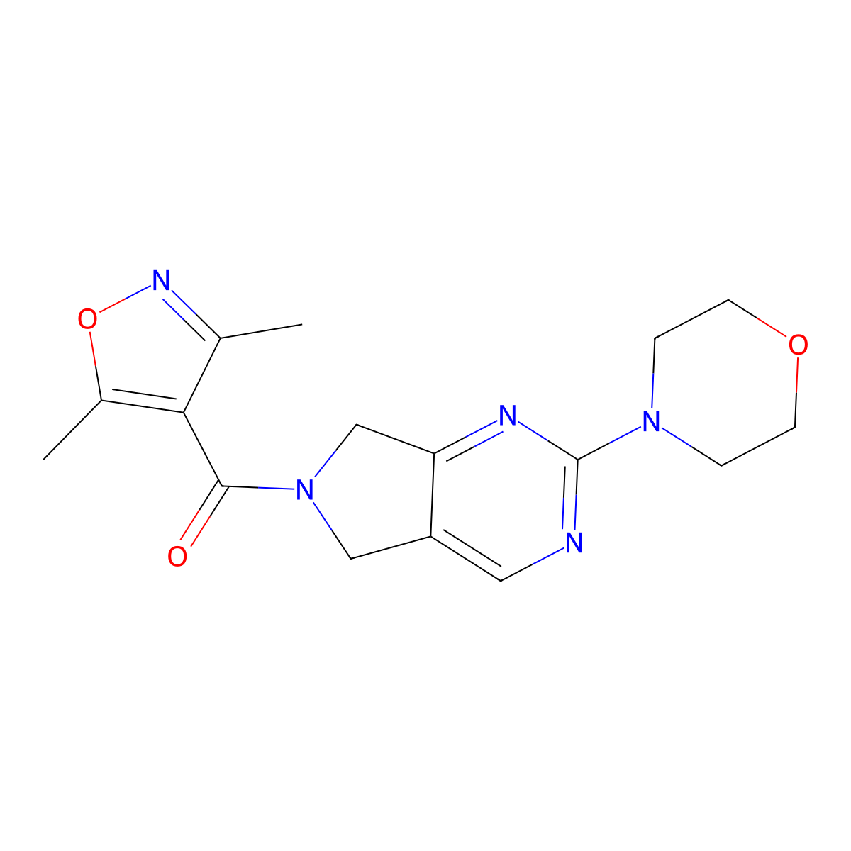 (3,5-dimethylisoxazol-4-yl)(2-morpholino-5H-pyrrolo[3,4-d]pyrimidin-6(7H)-yl)methanone molecular structure, CAS 2034370-76-6