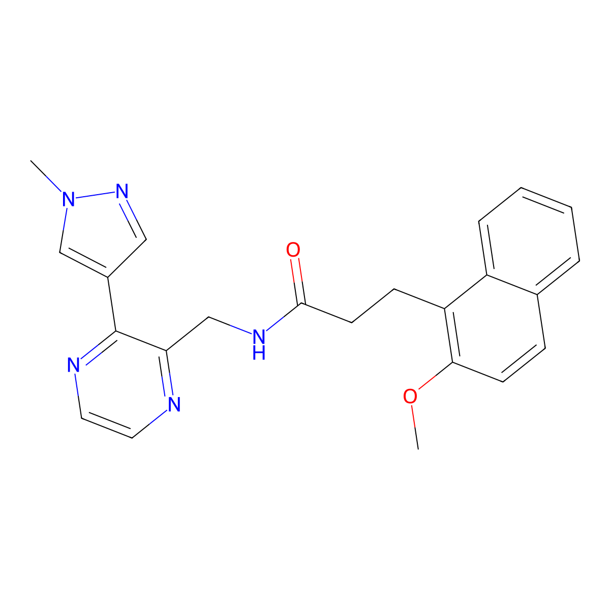 3-(2-methoxynaphthalen-1-yl)-N-{[3-(1-methyl-1H-pyrazol-4-yl)pyrazin-2-yl]methyl}propanamide molecular structure, CAS 2034370-79-9