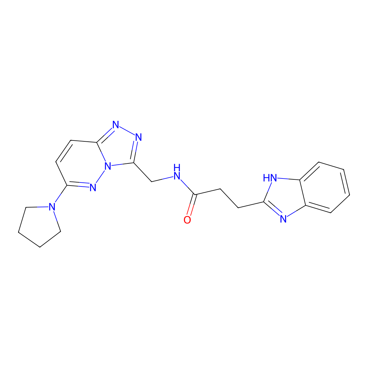 3-(1H-benzo[d]imidazol-2-yl)-N-((6-(pyrrolidin-1-yl)-[1,2,4]triazolo[4,3-b]pyridazin-3-yl)methyl)propanamide molecular structure, CAS 2034370-86-8