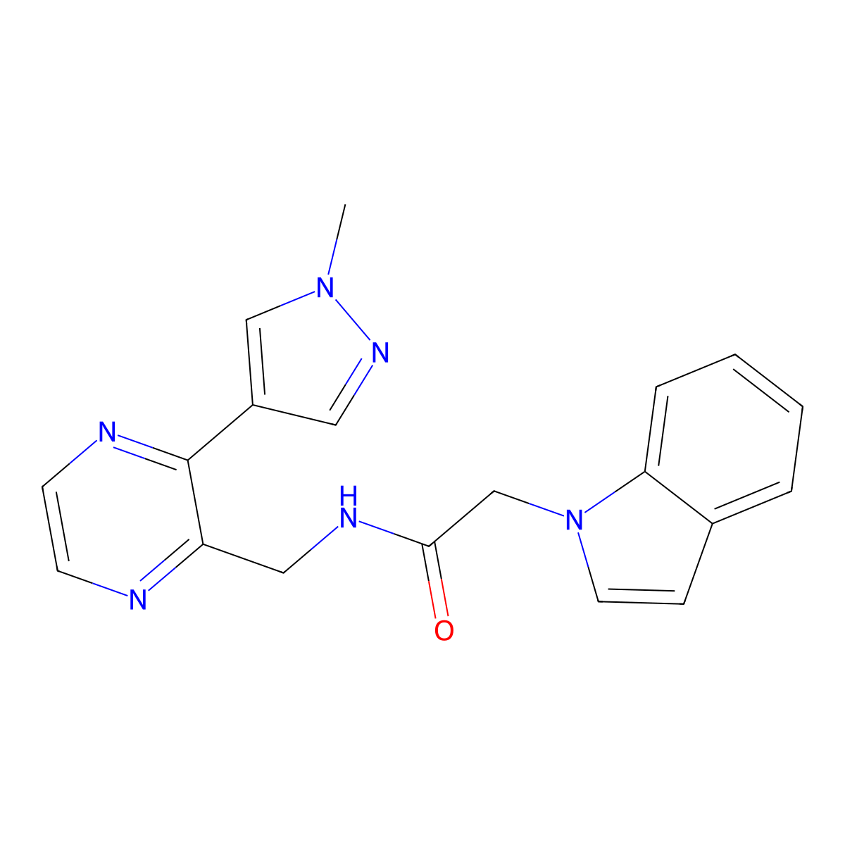 2-(1H-indol-1-yl)-N-{[3-(1-methyl-1H-pyrazol-4-yl)pyrazin-2-yl]methyl}acetamide molecular structure, CAS 2034370-94-8