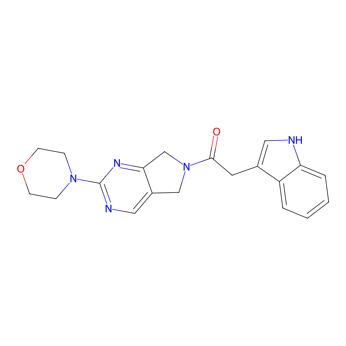 2-(1H-indol-3-yl)-1-(2-morpholino-5H-pyrrolo[3,4-d]pyrimidin-6(7H)-yl)ethanone molecular structure, CAS 2034371-08-7