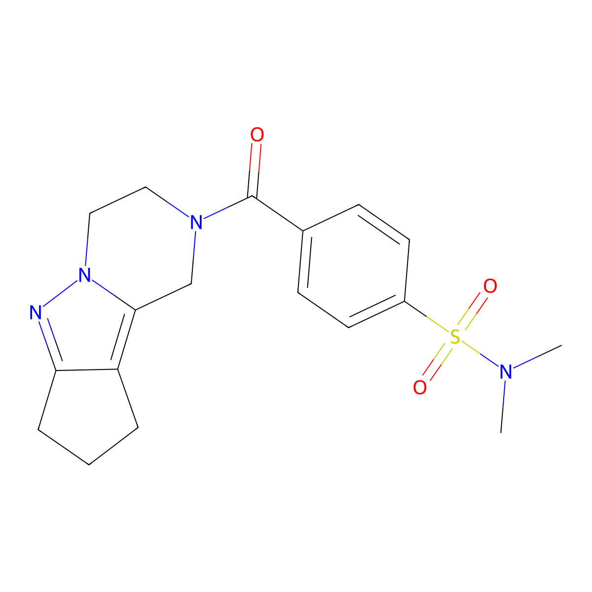 N,N-dimethyl-4-{7,8,11-triazatricyclo[6.4.0.0^{2,6}]dodeca-1,6-diene-11-carbonyl}benzene-1-sulfonamide molecular structure, CAS 2034371-11-2