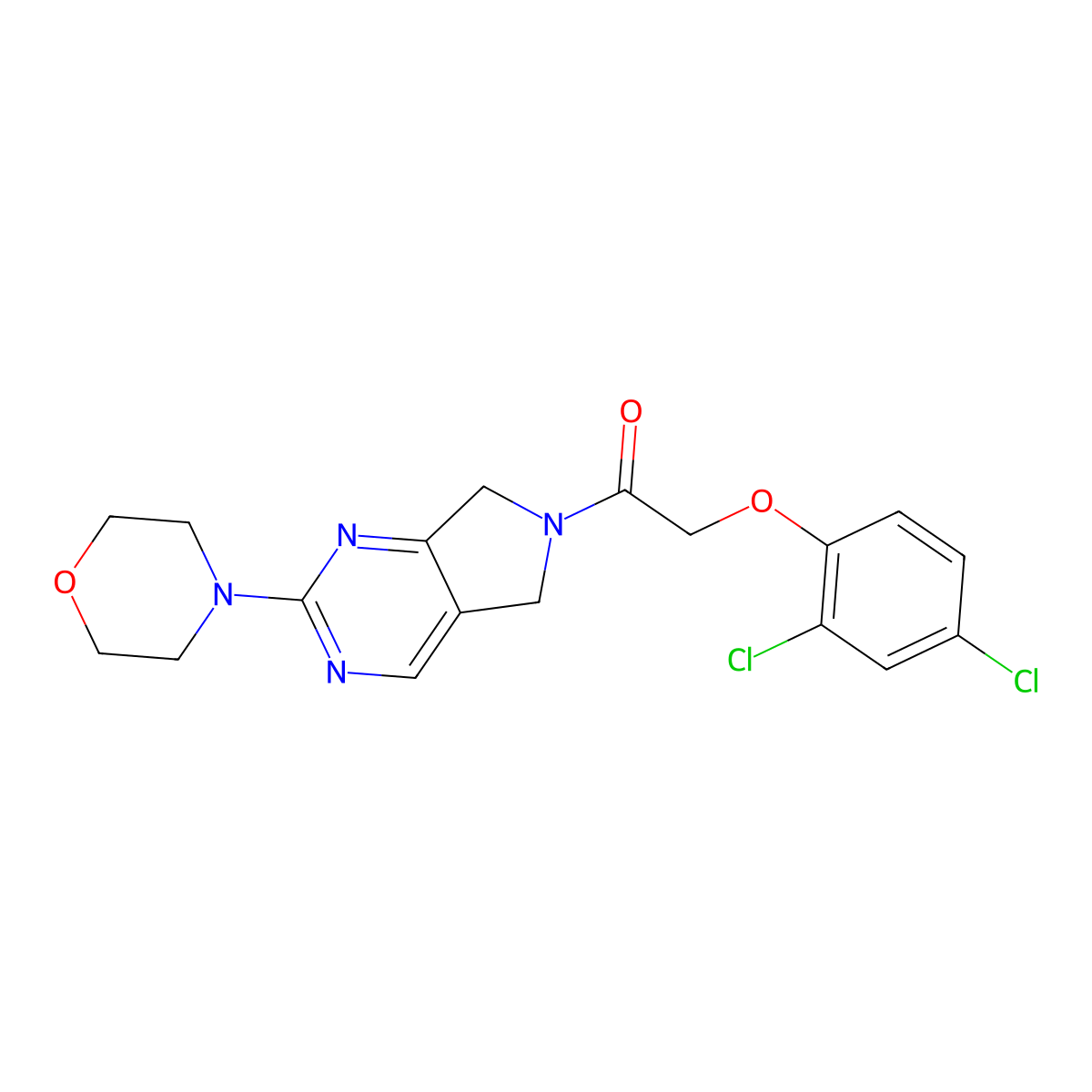 2-(2,4-dichlorophenoxy)-1-(2-morpholino-5H-pyrrolo[3,4-d]pyrimidin-6(7H)-yl)ethanone molecular structure, CAS 2034371-13-4