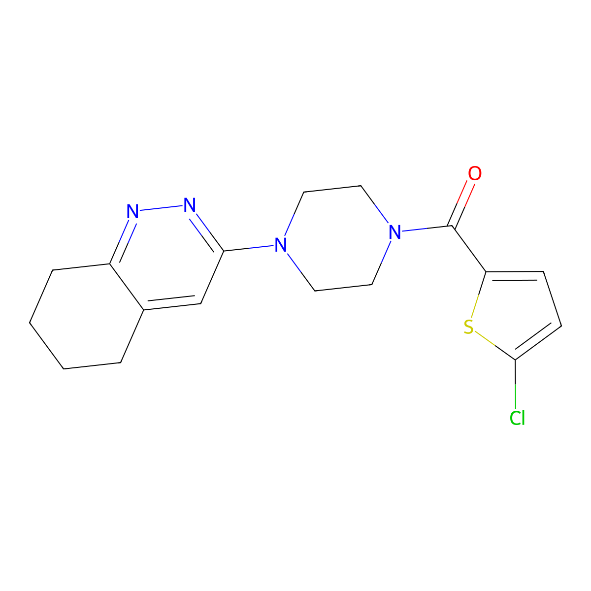 (5-Chlorothiophen-2-yl)(4-(5,6,7,8-tetrahydrocinnolin-3-yl)piperazin-1-yl)methanone molecular structure, CAS 2034371-16-7