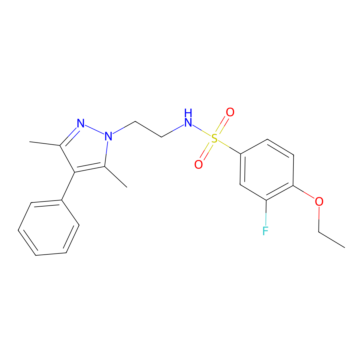 N-(2-(3,5-dimethyl-4-phenyl-1H-pyrazol-1-yl)ethyl)-4-ethoxy-3-fluorobenzenesulfonamide molecular structure, CAS 2034371-17-8