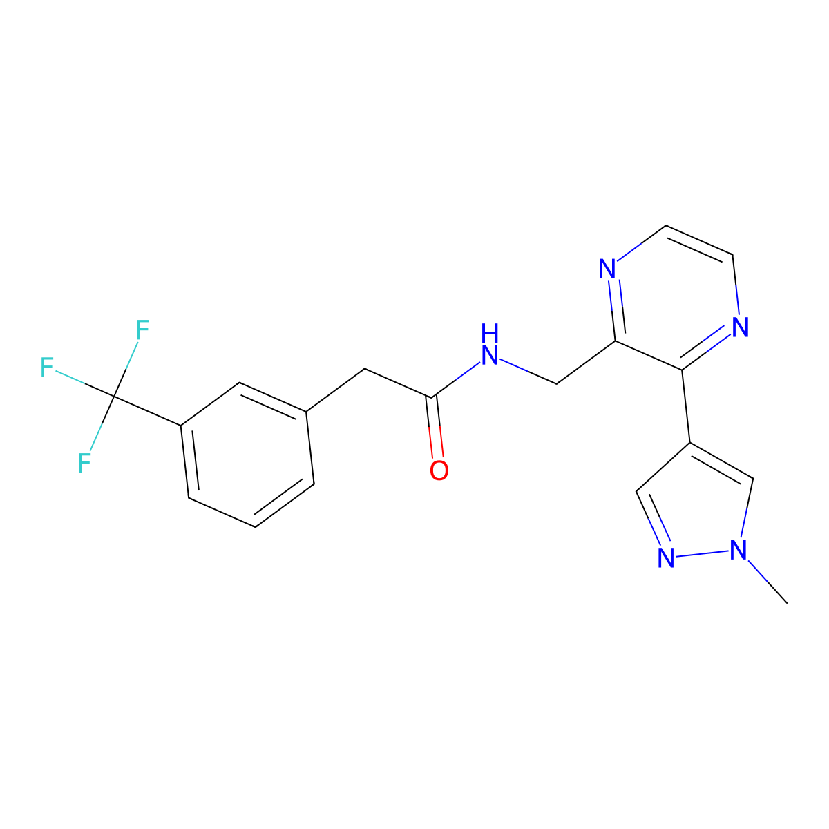 N-{[3-(1-methyl-1H-pyrazol-4-yl)pyrazin-2-yl]methyl}-2-[3-(trifluoromethyl)phenyl]acetamide molecular structure, CAS 2034371-19-0