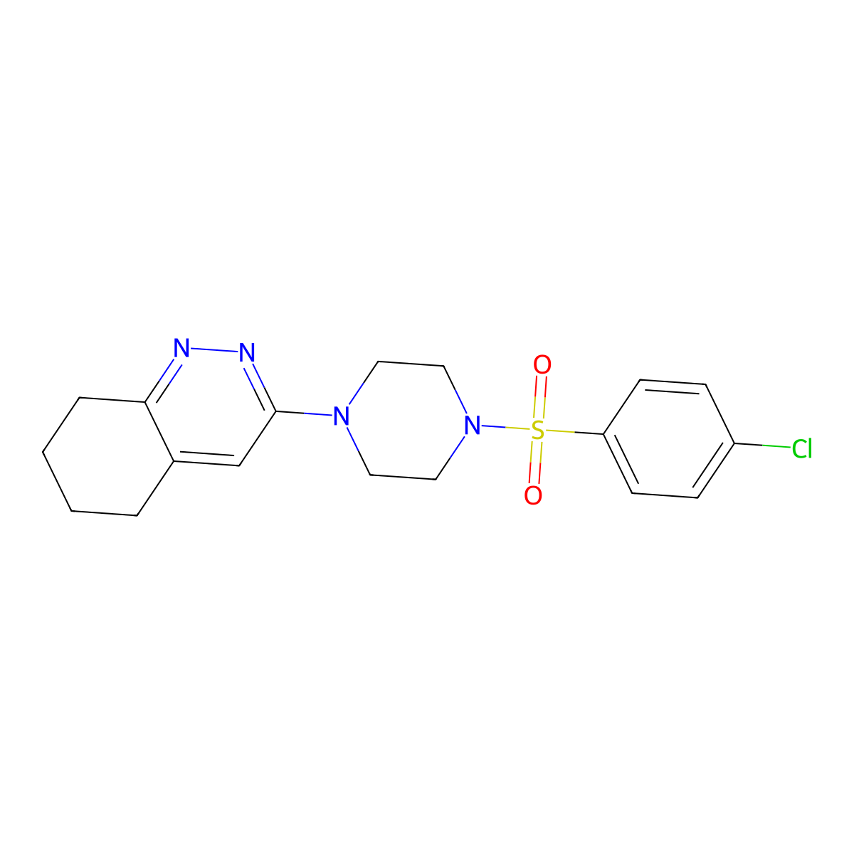 3-(4-((4-Chlorophenyl)sulfonyl)piperazin-1-yl)-5,6,7,8-tetrahydrocinnoline molecular structure, CAS 2034371-23-6
