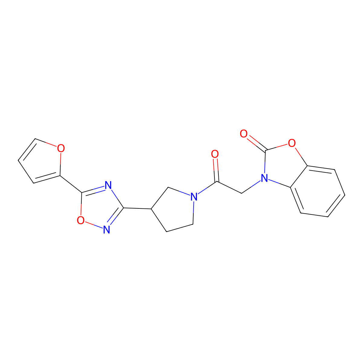 3-(2-(3-(5-(furan-2-yl)-1,2,4-oxadiazol-3-yl)pyrrolidin-1-yl)-2-oxoethyl)benzo[d]oxazol-2(3H)-one molecular structure, CAS 2034371-24-7