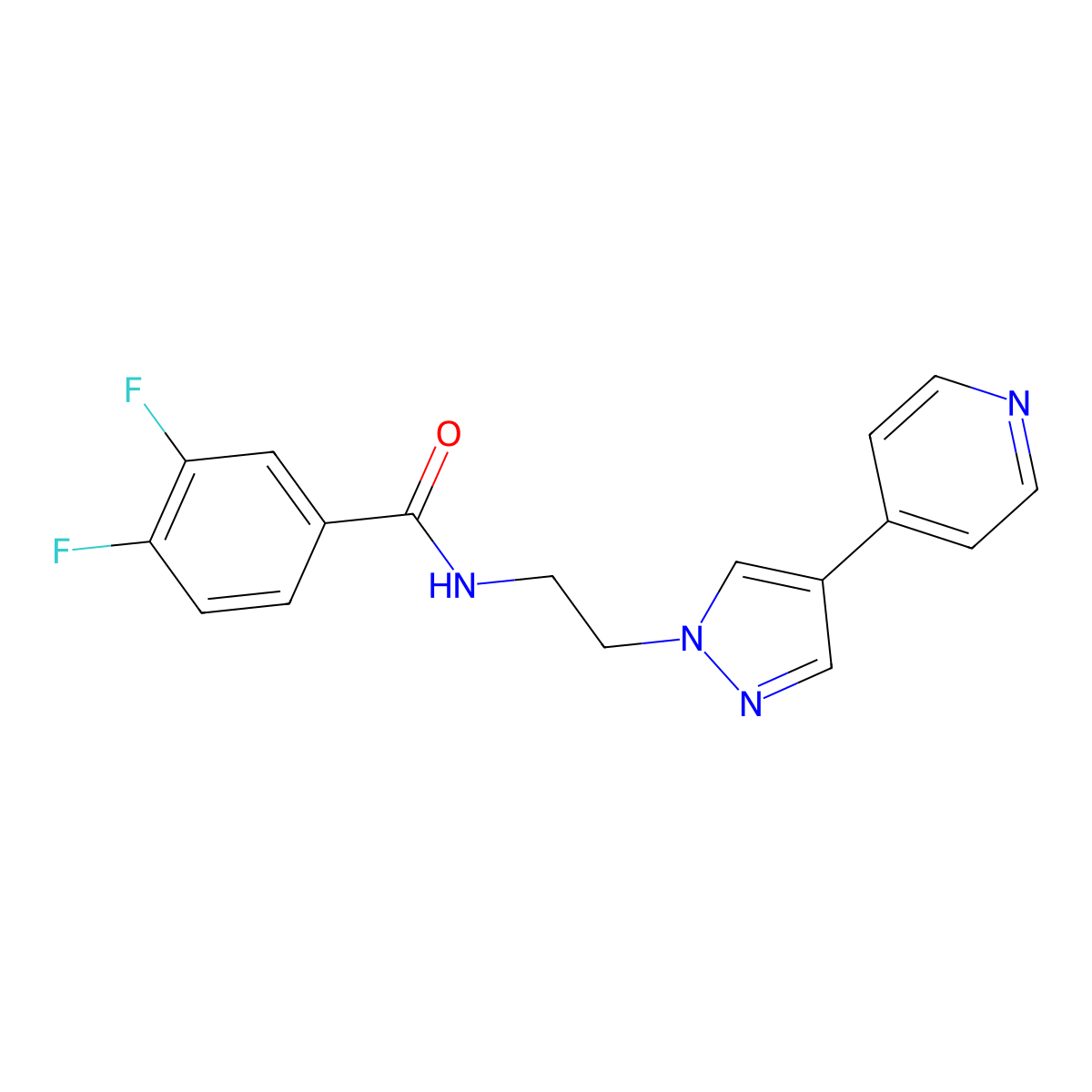 3,4-difluoro-N-{2-[4-(pyridin-4-yl)-1H-pyrazol-1-yl]ethyl}benzamide molecular structure, CAS 2034371-27-0