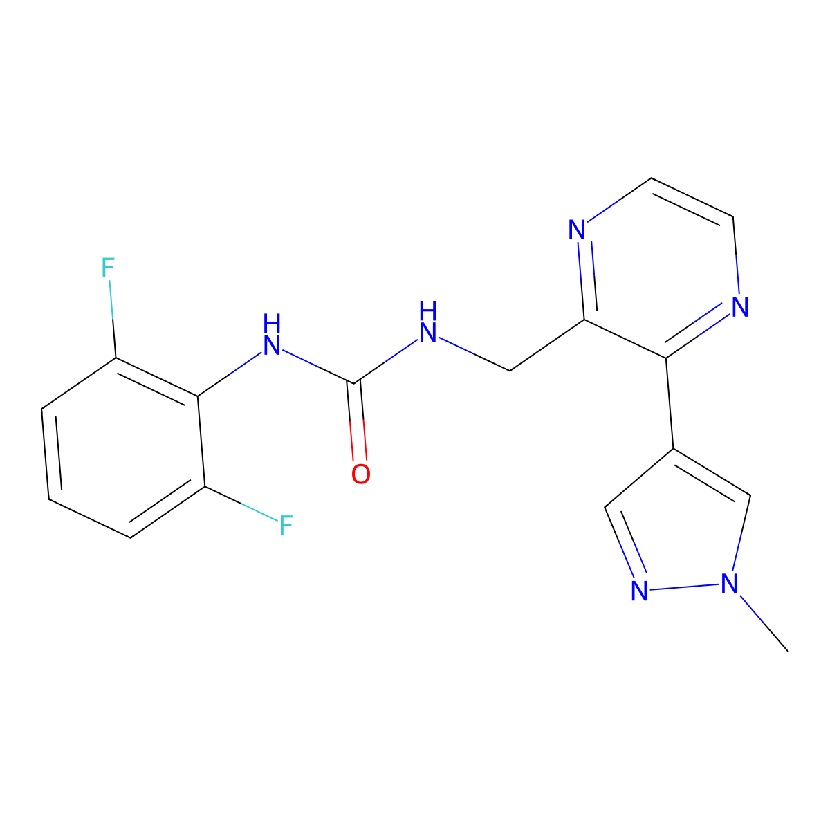 3-(2,6-difluorophenyl)-1-{[3-(1-methyl-1H-pyrazol-4-yl)pyrazin-2-yl]methyl}urea molecular structure, CAS 2034371-33-8