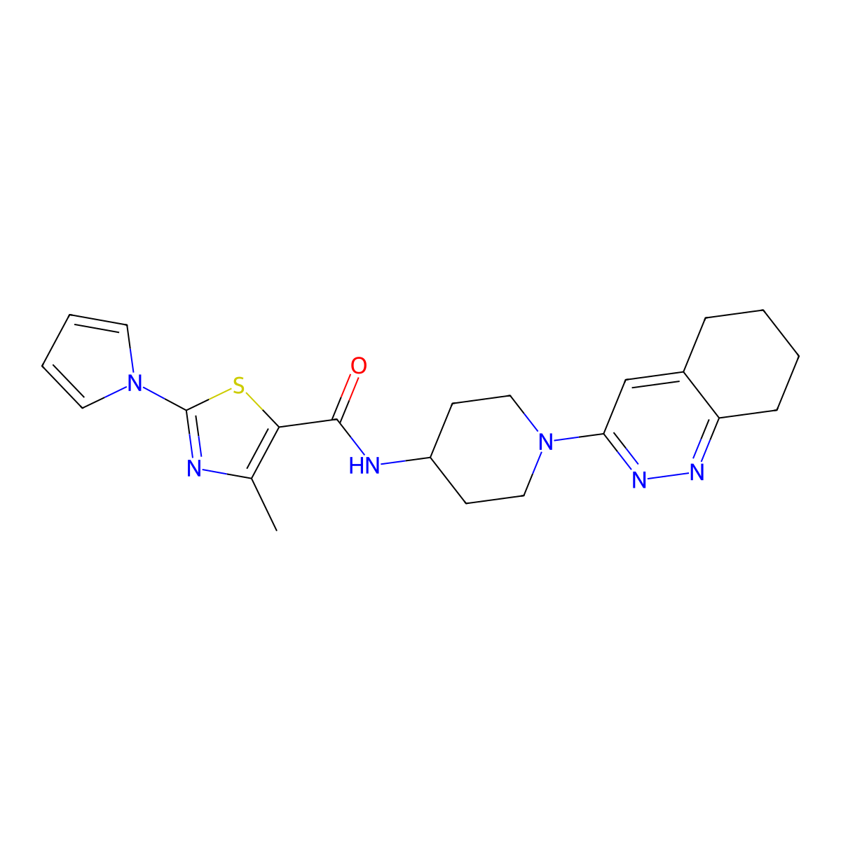 4-methyl-2-(1H-pyrrol-1-yl)-N-(1-(5,6,7,8-tetrahydrocinnolin-3-yl)piperidin-4-yl)thiazole-5-carboxamide molecular structure, CAS 2034371-34-9