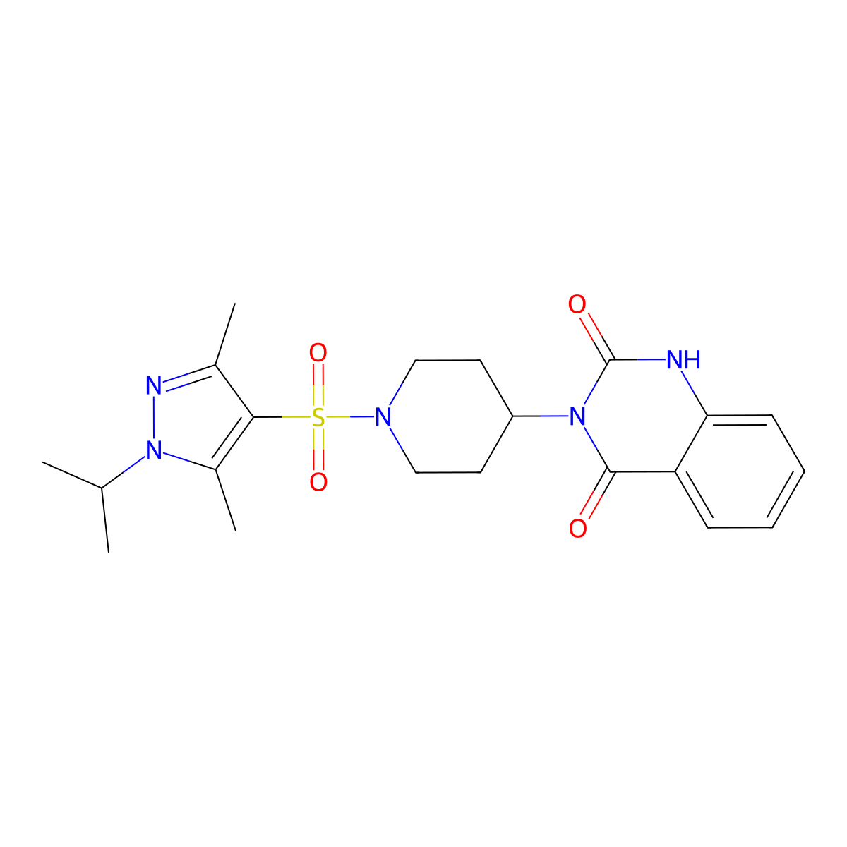 3-(1-((1-isopropyl-3,5-dimethyl-1H-pyrazol-4-yl)sulfonyl)piperidin-4-yl)quinazoline-2,4(1H,3H)-dione molecular structure, CAS 2034371-36-1