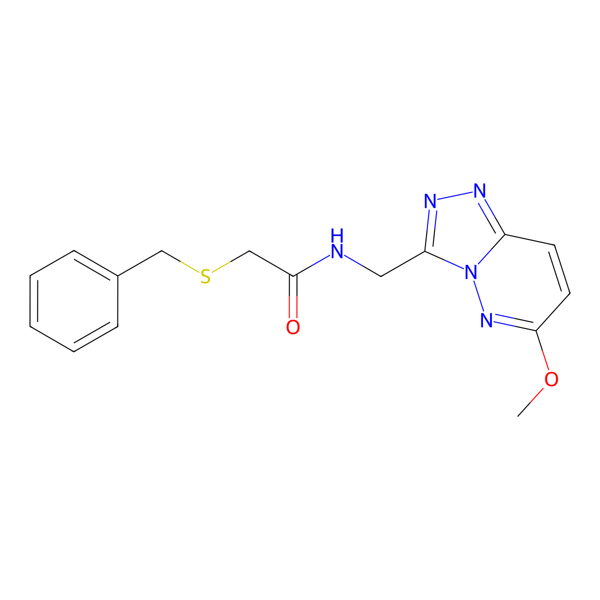 2-(benzylthio)-N-((6-methoxy-[1,2,4]triazolo[4,3-b]pyridazin-3-yl)methyl)acetamide molecular structure, CAS 2034371-40-7