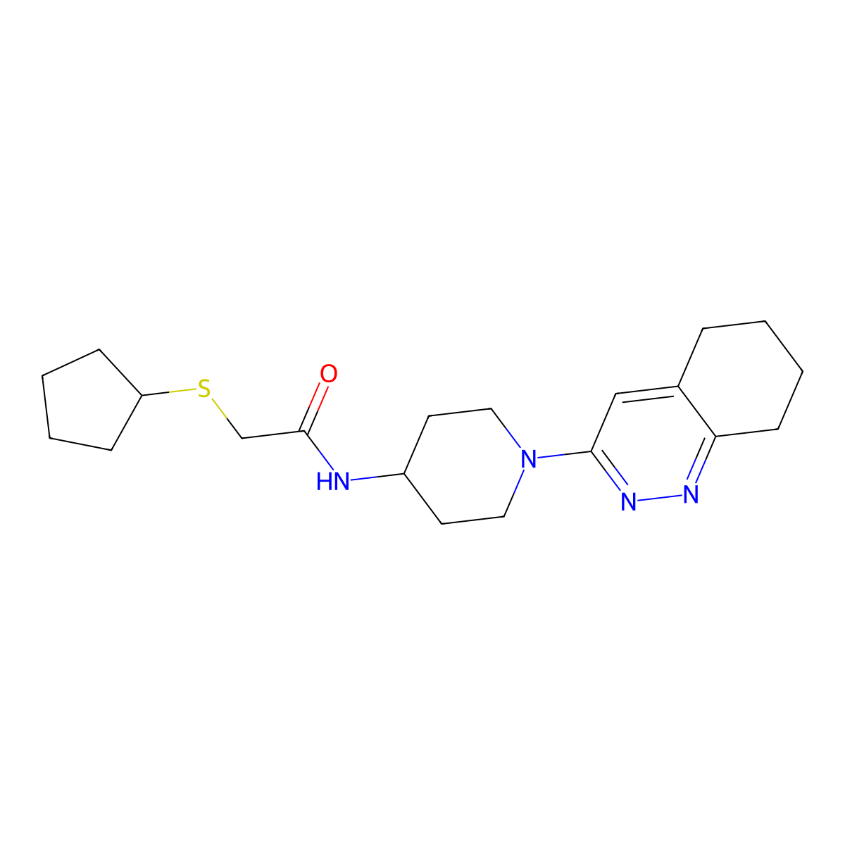 2-(cyclopentylthio)-N-(1-(5,6,7,8-tetrahydrocinnolin-3-yl)piperidin-4-yl)acetamide molecular structure, CAS 2034371-42-9