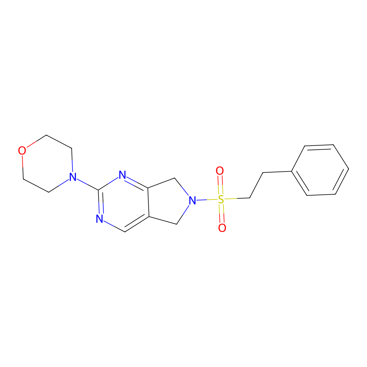 4-(6-(phenethylsulfonyl)-6,7-dihydro-5H-pyrrolo[3,4-d]pyrimidin-2-yl)morpholine molecular structure, CAS 2034371-45-2