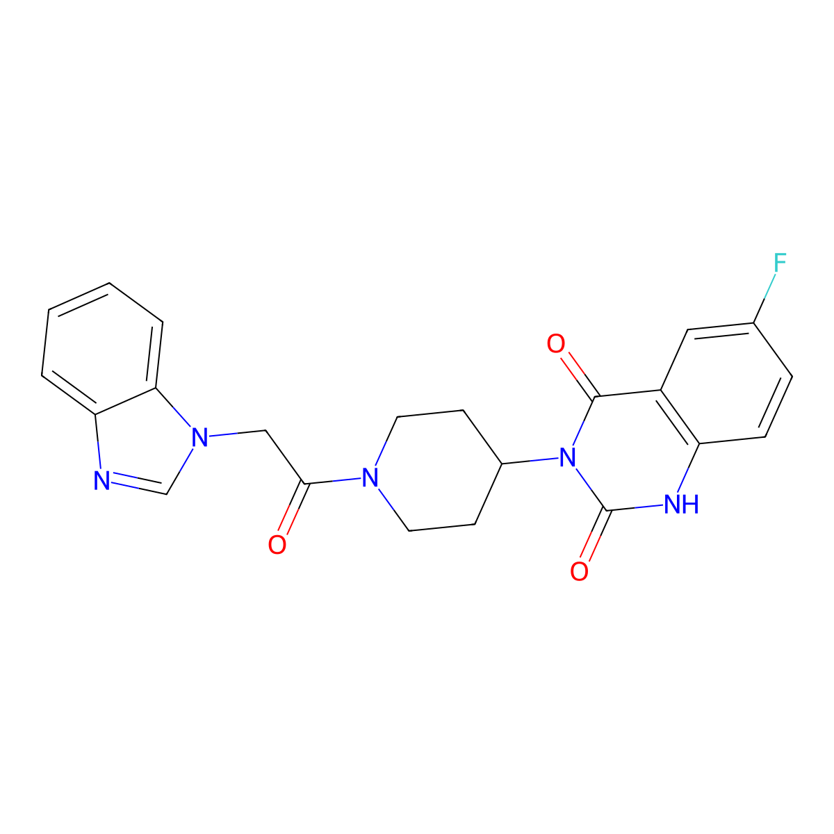 3-(1-(2-(1H-benzo[d]imidazol-1-yl)acetyl)piperidin-4-yl)-6-fluoroquinazoline-2,4(1H,3H)-dione molecular structure, CAS 2034371-46-3