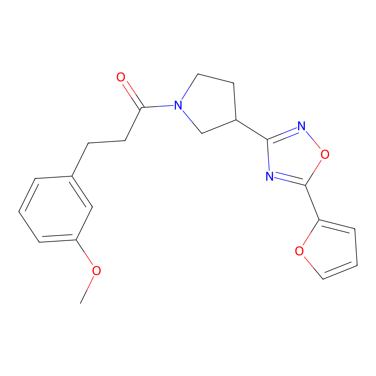 1-{3-[5-(Furan-2-yl)-1,2,4-oxadiazol-3-yl]pyrrolidin-1-yl}-3-(3-methoxyphenyl)propan-1-one molecular structure, CAS 2034371-47-4