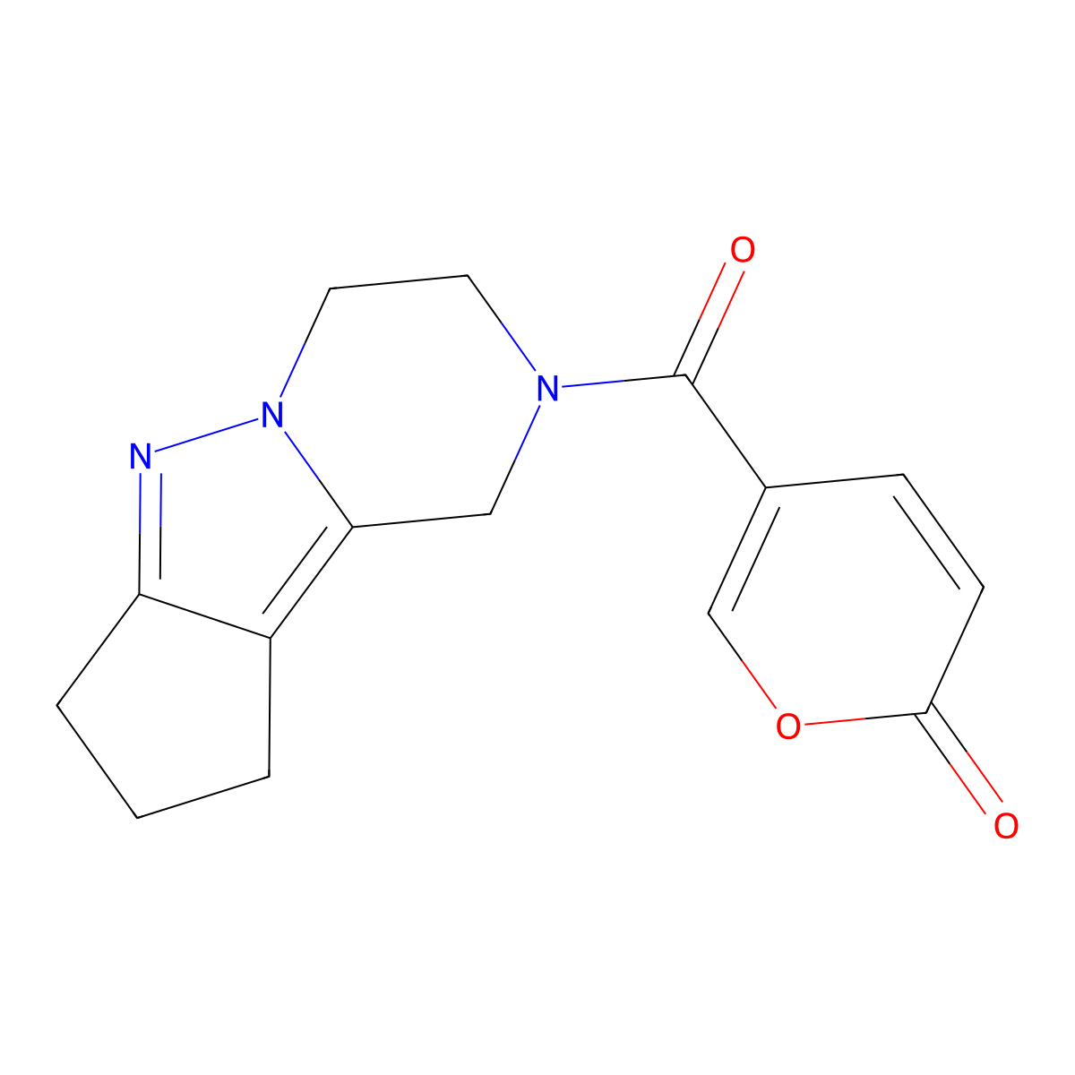 5-{7,8,11-triazatricyclo[6.4.0.0^{2,6}]dodeca-1,6-diene-11-carbonyl}-2H-pyran-2-one molecular structure, CAS 2034371-49-6