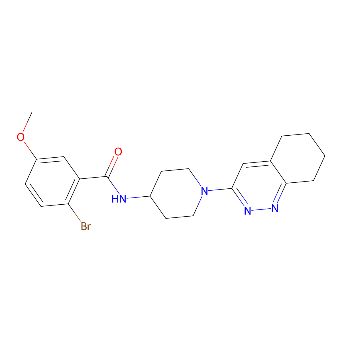 2-bromo-5-methoxy-N-[1-(5,6,7,8-tetrahydrocinnolin-3-yl)piperidin-4-yl]benzamide molecular structure, CAS 2034371-50-9